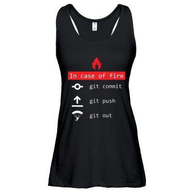 In Case Of Fire Git Commit Push Funny Programmer Ladies Essential Flowy Tank