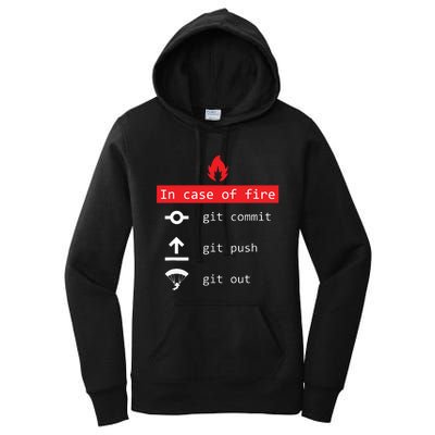 In Case Of Fire Git Commit Push Funny Programmer Women's Pullover Hoodie