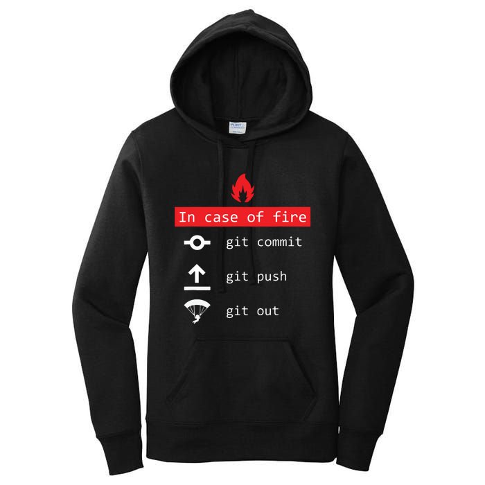 In Case Of Fire Git Commit Push Funny Programmer Women's Pullover Hoodie