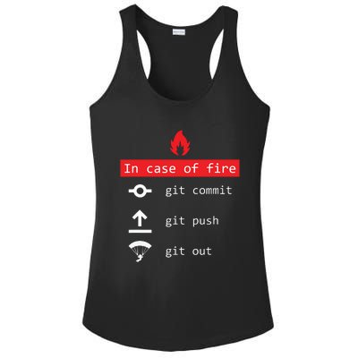 In Case Of Fire Git Commit Push Funny Programmer Ladies PosiCharge Competitor Racerback Tank