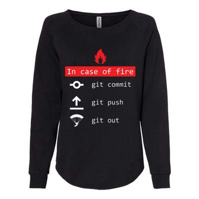 In Case Of Fire Git Commit Push Funny Programmer Womens California Wash Sweatshirt