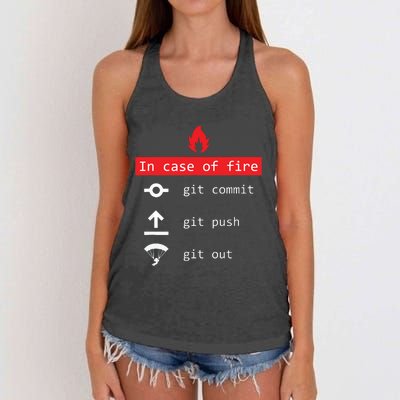 In Case Of Fire Git Commit Push Funny Programmer Women's Knotted Racerback Tank