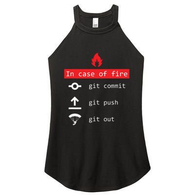 In Case Of Fire Git Commit Push Funny Programmer Women's Perfect Tri Rocker Tank