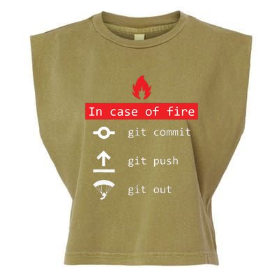 In Case Of Fire Git Commit Push Funny Programmer Garment-Dyed Women's Muscle Tee