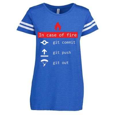 In Case Of Fire Git Commit Push Funny Programmer Enza Ladies Jersey Football T-Shirt