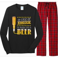 In Case Of Accident My Blood Type Is Beer Funny Drinking Long Sleeve Pajama Set