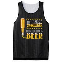 In Case Of Accident My Blood Type Is Beer Funny Drinking Mesh Reversible Basketball Jersey Tank