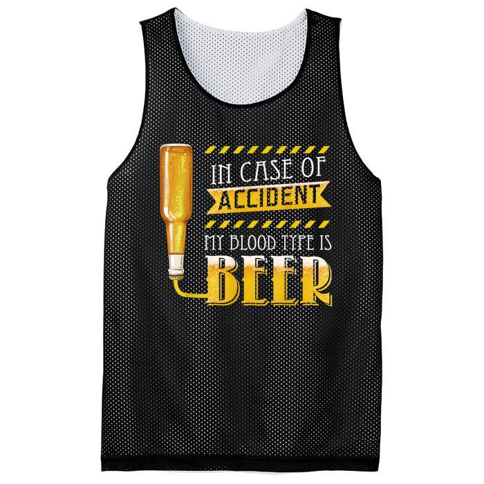 In Case Of Accident My Blood Type Is Beer Funny Drinking Mesh Reversible Basketball Jersey Tank