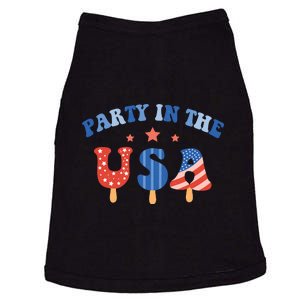 Ice Cream Party In The USA 4th Of July Us Flag Gift Doggie Tank