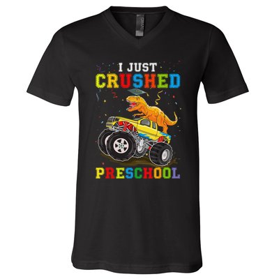 I Crushed Preschool Kindergarten Monster truck Graduation V-Neck T-Shirt