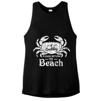 If Crabby Please Return To Beach Funny Summer Break Ladies PosiCharge Tri-Blend Wicking Tank