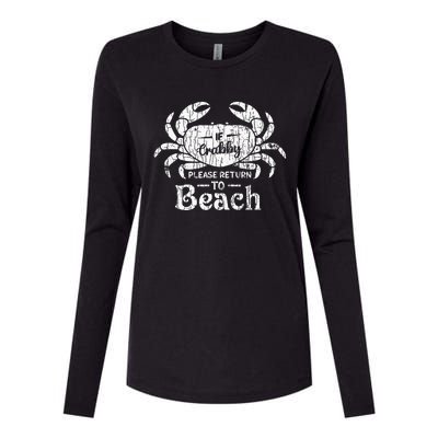 If Crabby Please Return To Beach Funny Summer Break Womens Cotton Relaxed Long Sleeve T-Shirt