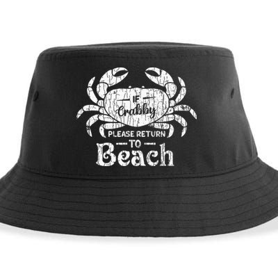 If Crabby Please Return To Beach Funny Summer Break Sustainable Bucket Hat