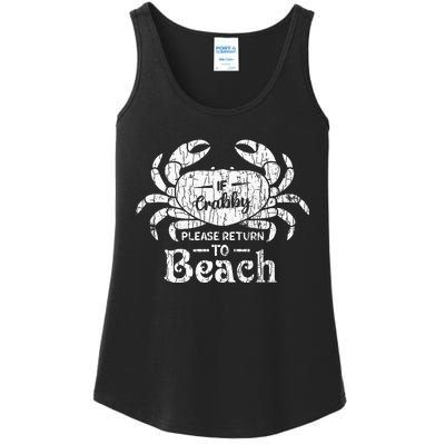 If Crabby Please Return To Beach Funny Summer Break Ladies Essential Tank