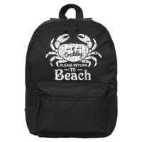 If Crabby Please Return To Beach Funny Summer Break 16 in Basic Backpack