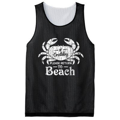 If Crabby Please Return To Beach Funny Summer Break Mesh Reversible Basketball Jersey Tank