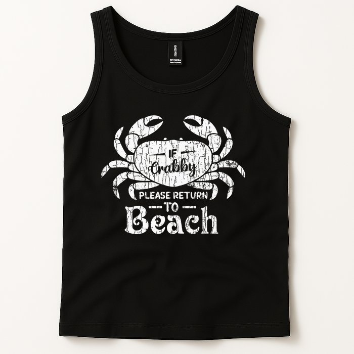 If Crabby Please Return To Beach Funny Summer Break Tank Top