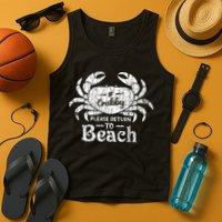 If Crabby Please Return To Beach Funny Summer Break Tank Top