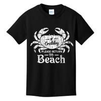 If Crabby Please Return To Beach Funny Summer Break Kids T-Shirt