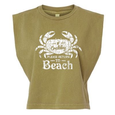 If Crabby Please Return To Beach Funny Summer Break Garment-Dyed Women's Muscle Tee