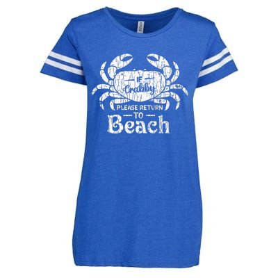 If Crabby Please Return To Beach Funny Summer Break Enza Ladies Jersey Football T-Shirt