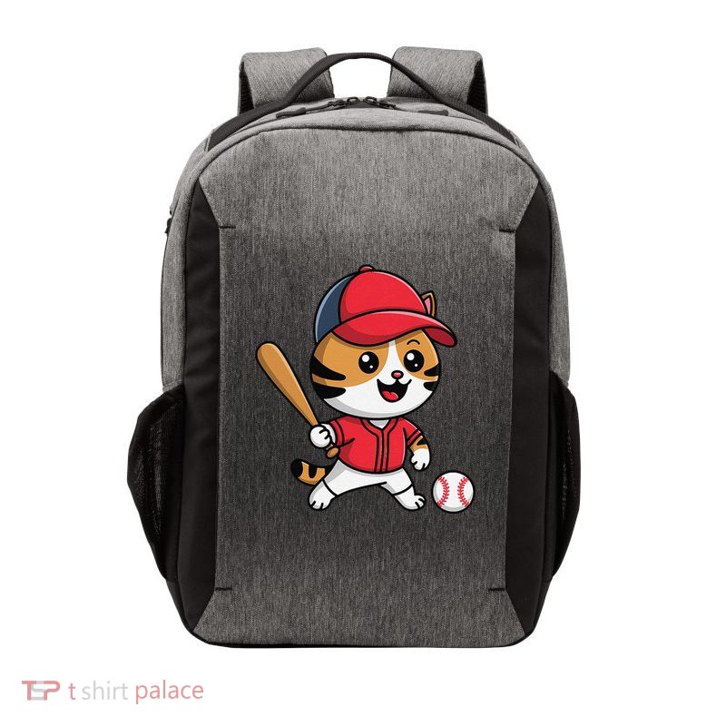 Intelligent Cat Playing Baseball Funny Humorous Vector Backpack