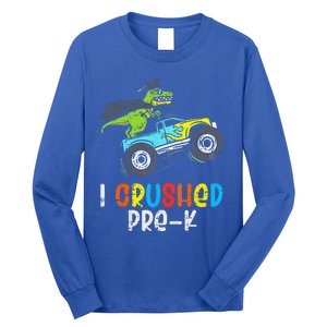 I Crushed PreK TRex Monster Truck Graduation Cap Long Sleeve Shirt