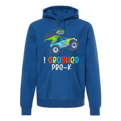 I Crushed PreK TRex Monster Truck Graduation Cap Premium Hoodie