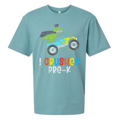 I Crushed PreK TRex Monster Truck Graduation Cap Sueded Cloud Jersey T-Shirt