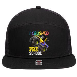 I Crushed Preschool Monster Truck Graduation 7 Panel Mesh Trucker Snapback Hat