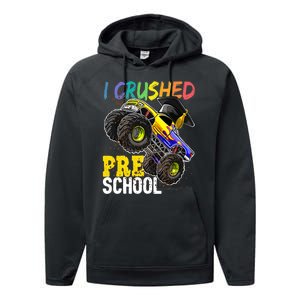 I Crushed Preschool Monster Truck Graduation Performance Fleece Hoodie