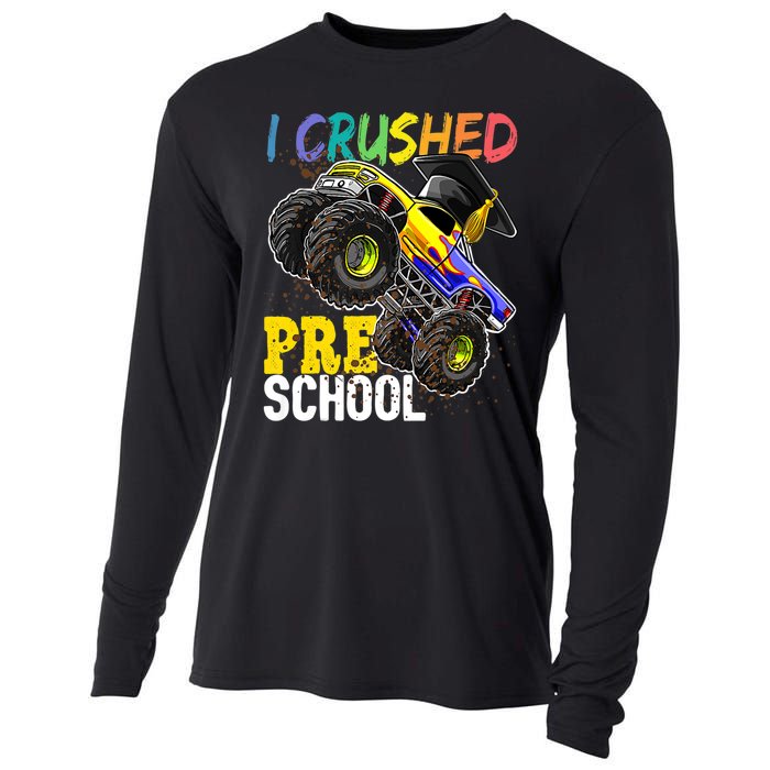 I Crushed Preschool Monster Truck Graduation Cooling Performance Long Sleeve Crew