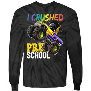 I Crushed Preschool Monster Truck Graduation Tie-Dye Long Sleeve Shirt