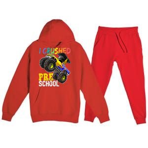 I Crushed Preschool Monster Truck Graduation Premium Hooded Sweatsuit Set