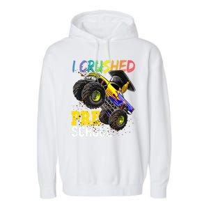 I Crushed Preschool Monster Truck Graduation Garment-Dyed Fleece Hoodie