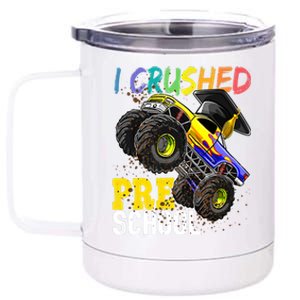 I Crushed Preschool Monster Truck Graduation 12 oz Stainless Steel Tumbler Cup