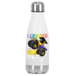 I Crushed Preschool Monster Truck Graduation Stainless Steel Insulated Water Bottle