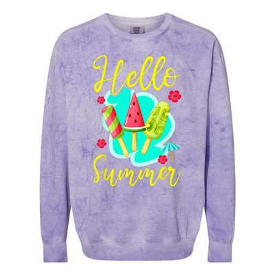 Ice Cream Popsicle Hello Summer Colorblast Crewneck Sweatshirt