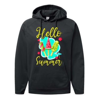 Ice Cream Popsicle Hello Summer Performance Fleece Hoodie