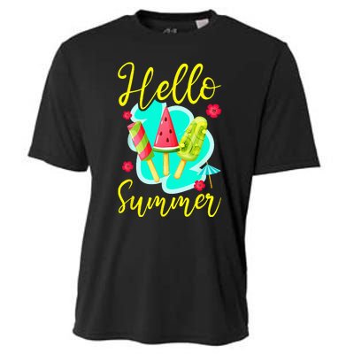 Ice Cream Popsicle Hello Summer Cooling Performance Crew T-Shirt