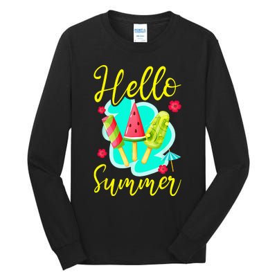 Ice Cream Popsicle Hello Summer Tall Long Sleeve T-Shirt