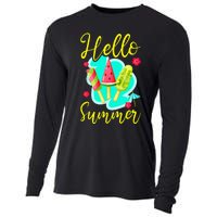 Ice Cream Popsicle Hello Summer Cooling Performance Long Sleeve Crew