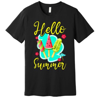 Ice Cream Popsicle Hello Summer Premium T-Shirt