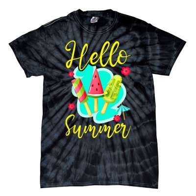 Ice Cream Popsicle Hello Summer Tie-Dye T-Shirt