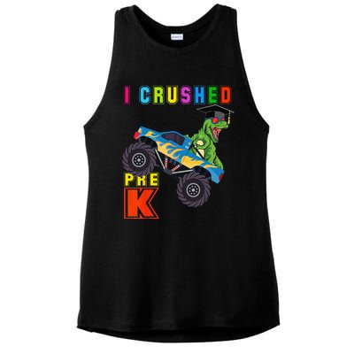 I Crushed PreK TRex Monster Truck Graduation Cap Ladies PosiCharge Tri-Blend Wicking Tank