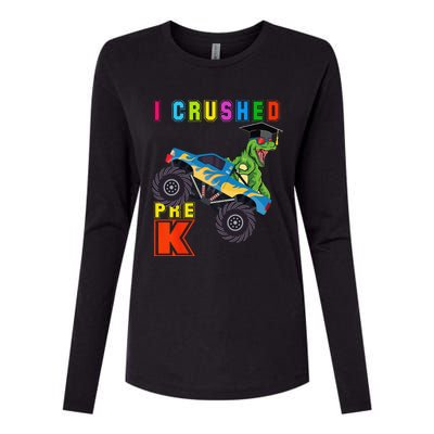 I Crushed PreK TRex Monster Truck Graduation Cap Womens Cotton Relaxed Long Sleeve T-Shirt