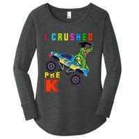 I Crushed PreK TRex Monster Truck Graduation Cap Women's Perfect Tri Tunic Long Sleeve Shirt