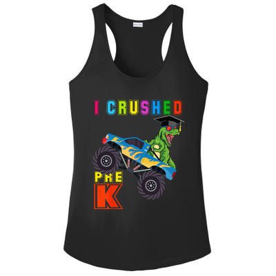 I Crushed PreK TRex Monster Truck Graduation Cap Ladies PosiCharge Competitor Racerback Tank