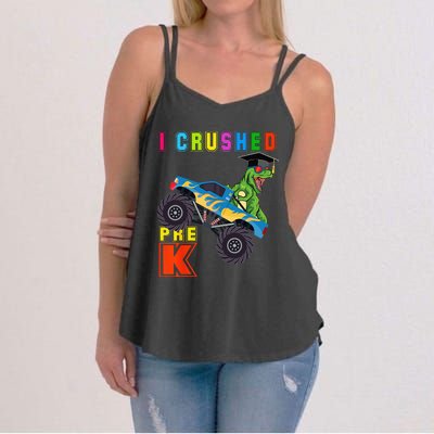 I Crushed PreK TRex Monster Truck Graduation Cap Women's Strappy Tank