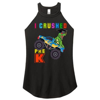 I Crushed PreK TRex Monster Truck Graduation Cap Women's Perfect Tri Rocker Tank